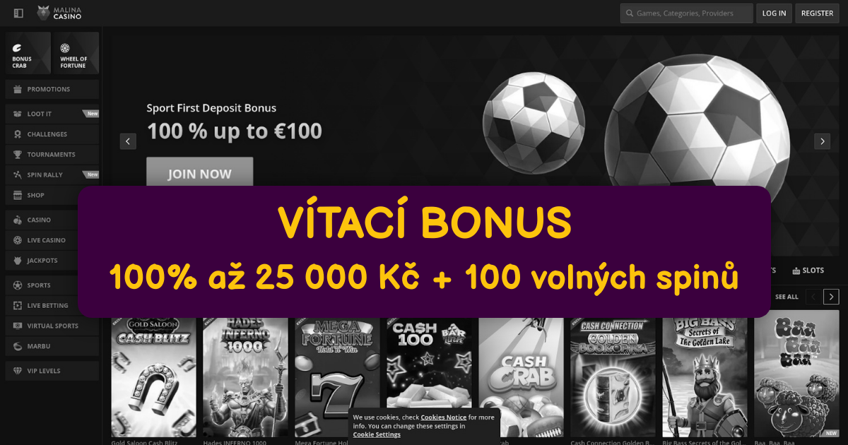 Malina Casino welcome bonus