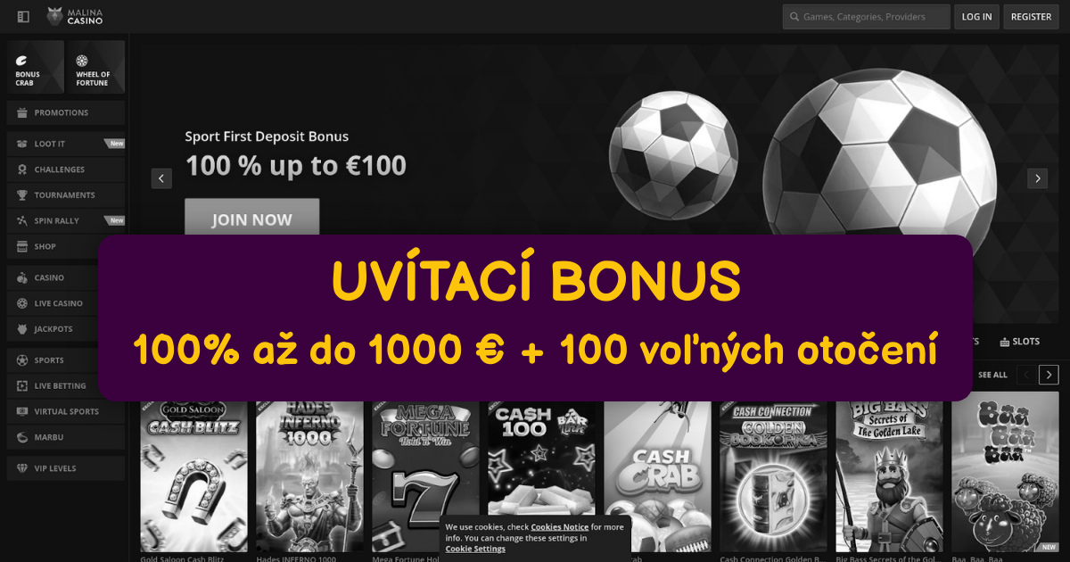 Malina Casino welcome bonus