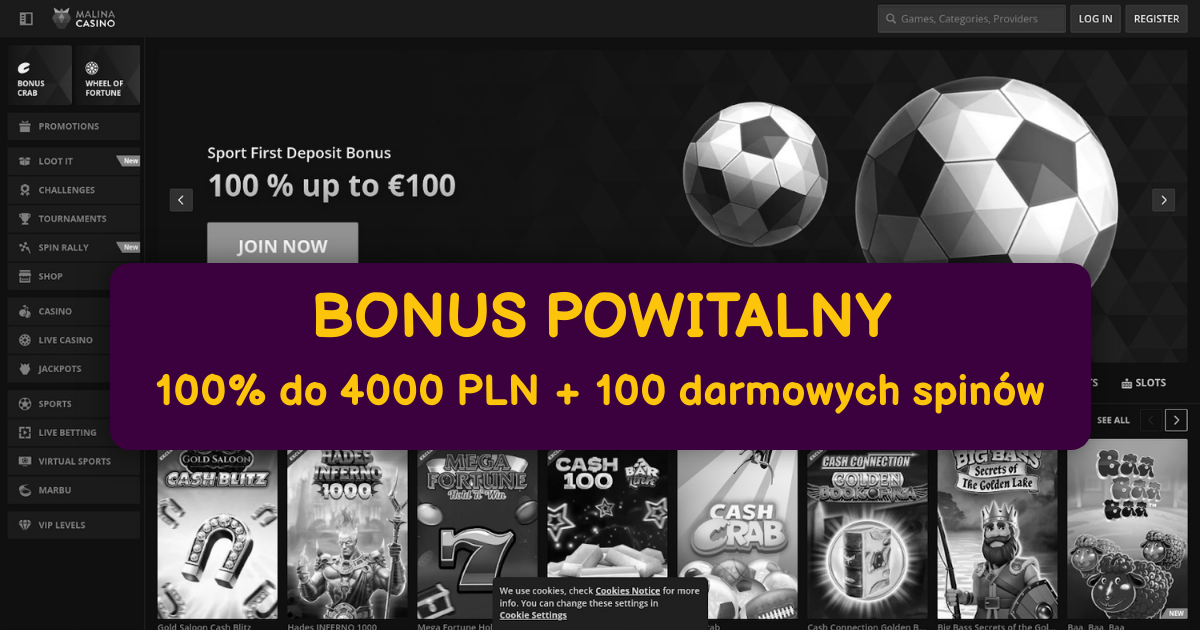 Malina Casino welcome bonus