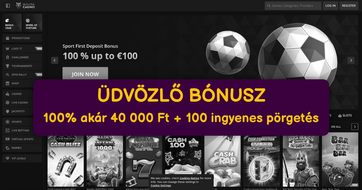 Malina Casino welcome bonus